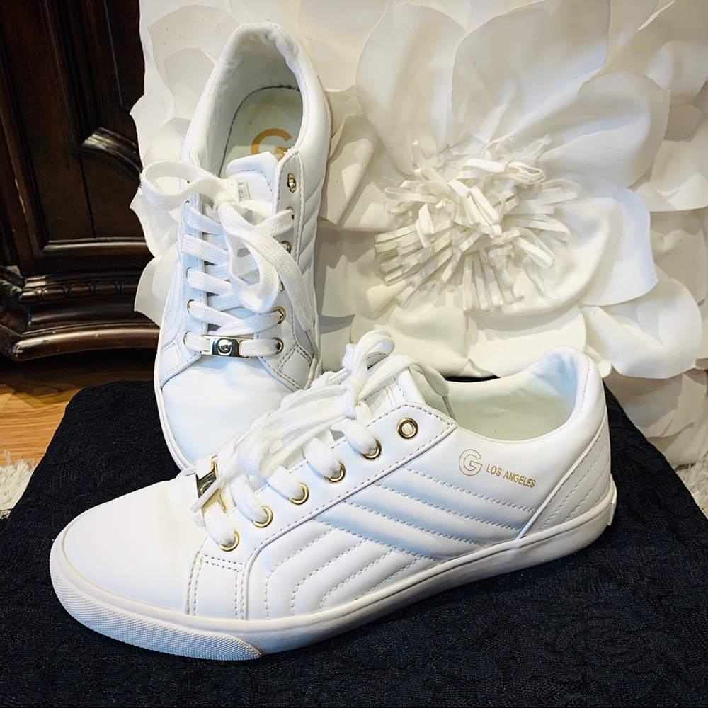 Guess White Gold Designer Trainers Sneakers